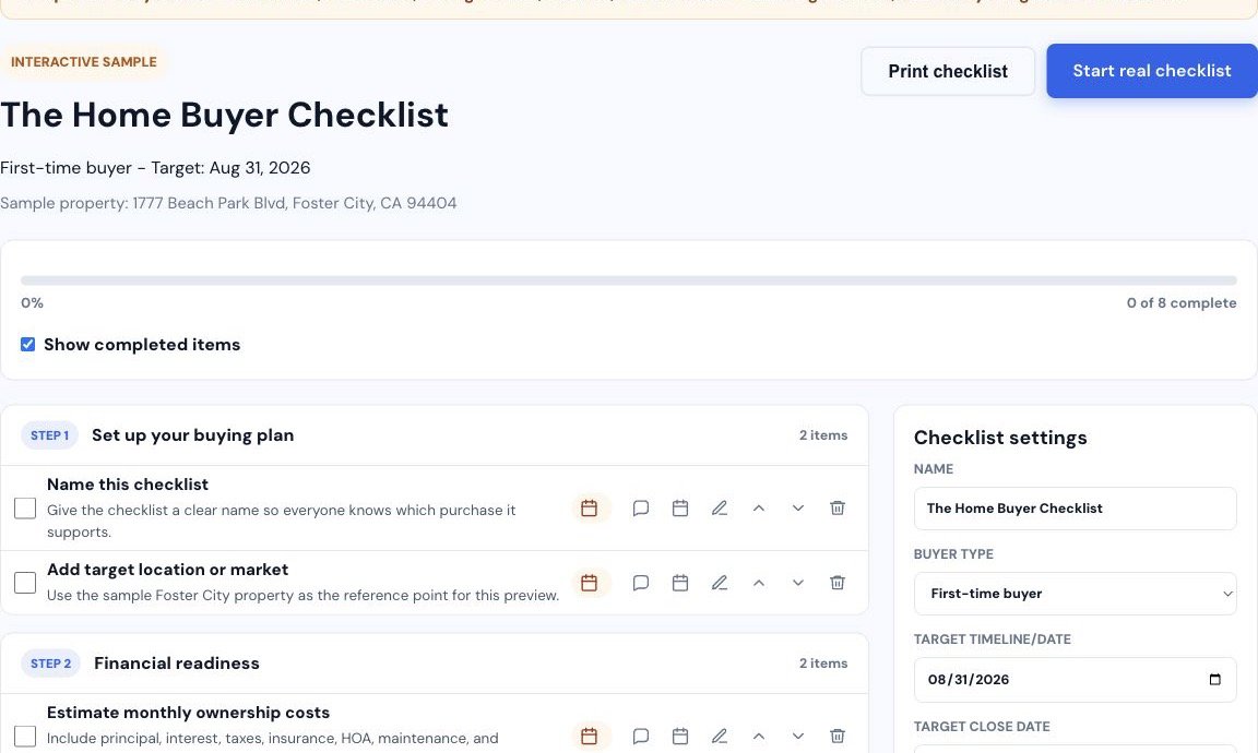 Home Buyer Checklist Sample preview